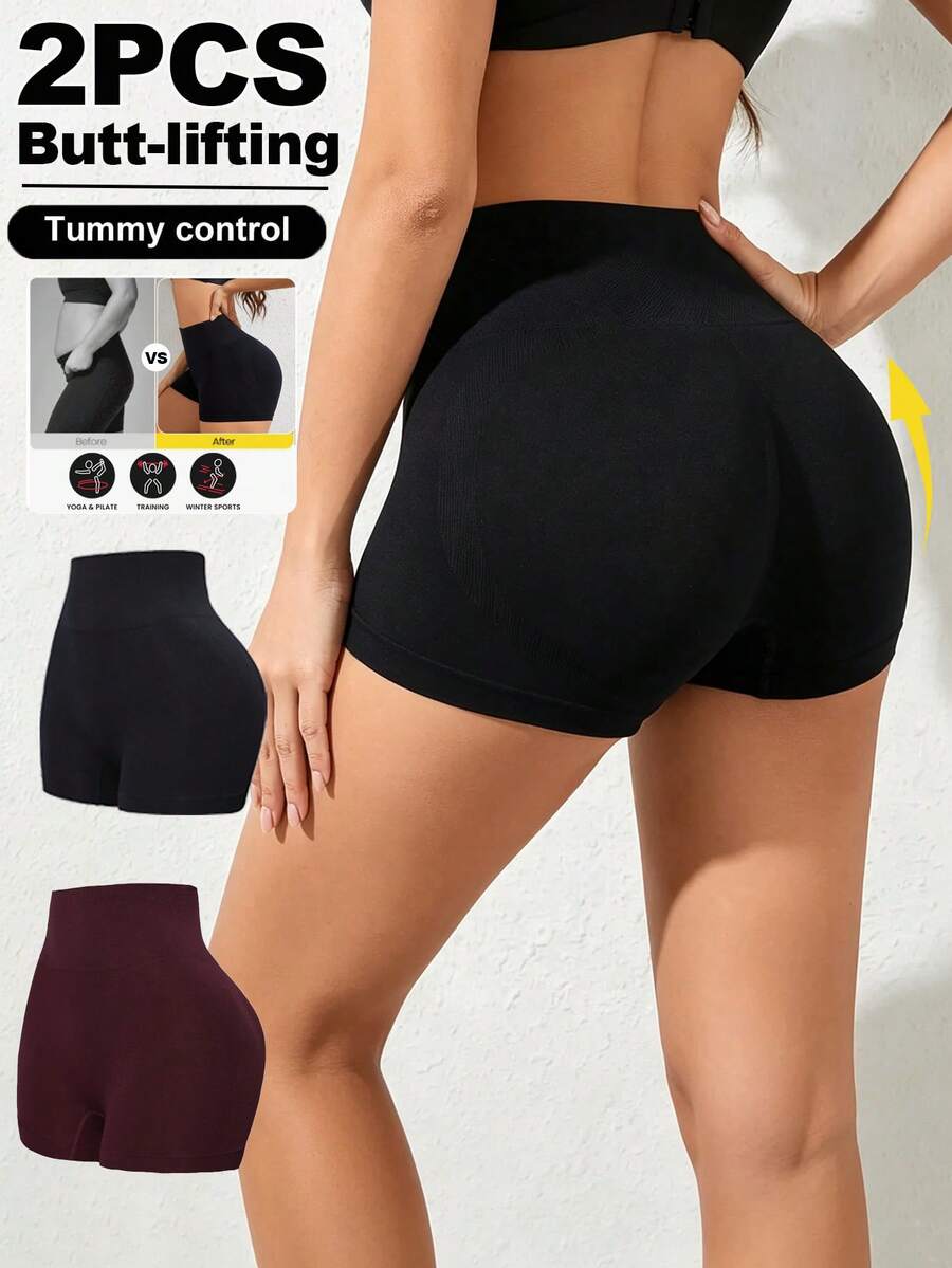 2PCS Seamless Scrunch Butt Sport Shorts Women Lifting Shorts For Running Cycling Yoga Exercize Workout Daily Gym Short Biker Short Stretchy Shorts - Multicolor - View 1
