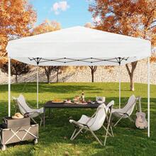 Carpa toldo plegable exterior 10x10 pies altura regulable resistente fácil montaje, trae 4 sacos arena, bolso con ruedas y pared lateral para jardín camping playa eventos - Blanco - Ver 4