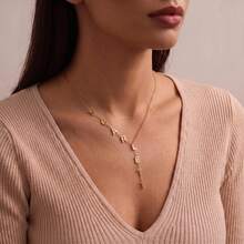 Personalized Vertical Letter Y Pendant, Lariat Initial Necklace, Custom Gold Drop Name Necklace, Minimalist Initial Jewelry Gift For Her - Multicolor - View 3