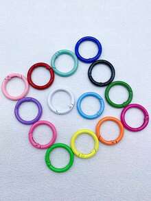 10/20/50pcs 33mm Colorful Metal O-Ring Spring Clasp Openable Round Carabiner Key Ring Hook Dog Chain DIY Jewelry Connector Macaron Color - Multicolor - View 4