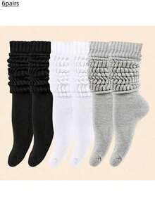 1/3/6/10 Pairs Random Candy Color Women Long Socks, Thin Loose Knit Crew Socks For Spring Summer Autumn, Comfortable Breathable Versatile, Suitable For Hiking, Back To School, Halloween, Christmas And Other Occasions, Warm And Cozy - Multicolor - View 26