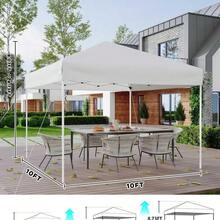 Carpa toldo plegable exterior 10x10 pies altura regulable resistente fácil montaje, trae 4 sacos arena, bolso con ruedas y pared lateral para jardín camping playa eventos - Blanco - Ver 5