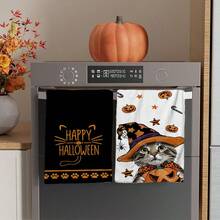 2/4/48pcs Halloween Series Wizard Cat Pattern Printed Kitchen Towels - Ultra Soft, Highly Absorbent Polyester Dish Cloths And Hand Towels, Perfect For Holiday Decor, Kitchen Decor, Party Decor - Multicolor - View 10