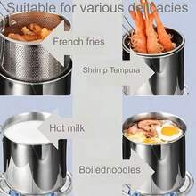Stainless Steel Mini Fryer Basket, Compact And Easy To Use, Durable And Easy To Clean, Perfect For Making French Fries, Fish Fillets, Chicken, Essential For Home Kitchen, Great For Quick Soaking And Frying French Fries, Potato Wedges, Fish And Chicken - Essential Kitchen Tool For Home Cooking - View 5