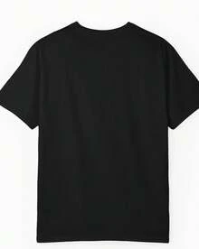 Vintage Men's T-Shirt In Black With A Funny White Graphic, Oversized, Crew Neck, Short Sleeve. Perfect For Everyday Wear, Including Plus Sizes. - 黑色 - 查看 2
