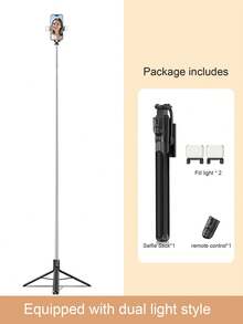1.8M Bluetooth Selfie Stick With LED Fill Light, Extendable, 360° Rotation, Anti-Shake, Foldable Tripod For IPhone 17/16/15/14/13/12/11/Xs/Xr/Max/Pro/E/X Plus, Ideal For Video Shooting, Life Recording, Couples Photography, Great Gift For Valentine's Day - 1.8M - View 11