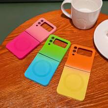 Cute Gradient Magnetic Case Compatible With Samsung Z Flip 8 For Magnetic Wireless Charging Cover For Galaxy Z Flip 7/6/5/4/3 - Pink - View 9