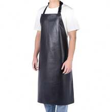 Delantal de trabajo negro resistente al agua con tirantes ajustables, fácil de cuidar, para cocina, salón y taller, medidas 99 * 72 cm - Negro - Ver 2