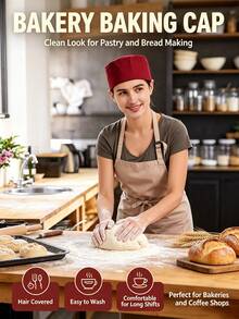 1pc Multi-Color & Multi-Style Unisex Chef Hat, Washable Professional Catering Service Headwear, Non-Elastic, Suitable For Cooking And Other Occupations - Multicolor - View 6