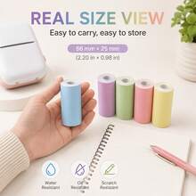 5 Rolls Colored 3-Proof Thermal Paper 56x25mm Labels For Office Business Home Use Mini Printers - View 5