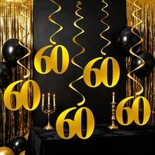 5pcs Gold PVC Spiral Hanging Decorations, Suitable For 18th, 30th, 40th, 50th, 60th Birthday Decorations, Suitable For 18th, 30th, 40th, 50th, 60th Anniversary, Party Background Decoration Supplies - Number Pendant - View 13
