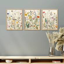 3pcs Unframed Canvas Wall Arts Posters, Featuring Colorful Little Wild Flowers, Room Aesthetic, Home Decor, Gift, For Living Room, Bedroom, Bathroom - 222 - View 4