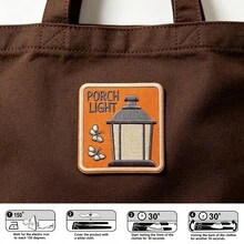 1pc Vintage Porch Lantern Moth Embroidered Iron-On Patch, Clothing Jacket Backpack Jeans DIY Decor Fabric Patch Badge - A - View 4