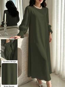 1pc Soft Muslim Dress, Soft Touch And Cool Feel, Multiple Color Options, No Fading, No Discoloration, Classic Versatile Style Suitable For Any Occasion, Easy To Match Abaya - Multicolor - View 27