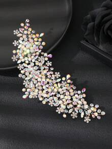 Handmade Iridescent AB Crystal Rhinestone Hair Comb, Gold Tone Bridal Hair Accessory For Women, Suitable For Wedding, Bridesmaid, Prom, Party And Formal Occasions - Color - View 10