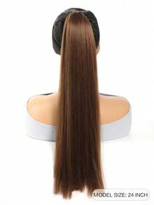 22 Inch Dark Brown One-Piece Ponytail Wig, Made Of Polyester Fiber, Woven Craftsmanship, Available In Multiple Colors, Suitable For Women To Wear In All Seasons, Also Can Be Used As Daily Accessory - Multicolor - View 2