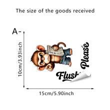 1/6pcs Please Flush Reminder PVC Decals.Donkey Cat Monkey Mouse Pattern Design Practical Daily Home Decor & Small Gift For Restroom Toilet Prompt Use - Multicolor - View 12