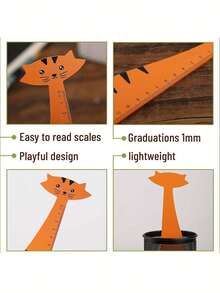 1pc Cute Cartoon Animal Wooden Ruler 15cm, Panda Giraffe Cat Shark Dog Shaped Measuring Ruler, Cute Student Drawing Ruler, Back To School Stationery Gift, Suitable For Children - Animal Ruler - View 4