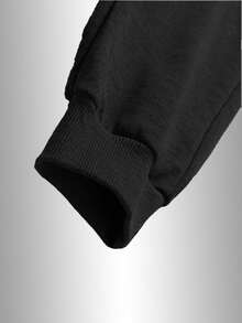 Men's Colorblock Zipper Pocket Jogger Sweatpants, Elastic Drawstring Waist Ribbed Cuff Casual Streetwear Sports Jogging Pants - Black - View 6