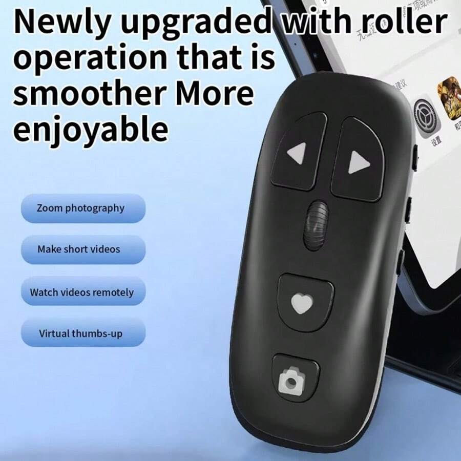 Multifunctional Scroll Remote Control For Mobile Phones,  Remote, Wireless Page Turner, Compatible With IPhone, Android Phones And Tablets, Selfie Video Controller, Video Page Scrolling & Adjustment
