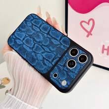 1pc Leopard Print Gold Element PU Leather Pattern Classic Anti-Drop Soft Phone Case Compatible With Apple 17Pro/17/Air/17Promax/11/12/13/14/12 Pro Max/16 Pro/15 Series Lens Protection, Holiday Gift - Black - View 6
