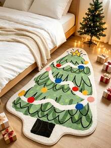 70cm Christmas Decorative Floor Mat;Christmas Tree-Shaped; Non-Slip And Stain-Resistant;Suitable For Christmas And Thanksgiving Decor; Ideal For Use By The Bedside,N The Entryway, Living Room, Or Bedroom;Perfect For Home And Themed Party Decoration - Multicolor - View 1