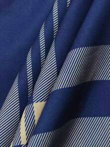 Men's Striped Long Sleeve Single-Breasted Casual Commuter Shirt - Navy Blue - View 5