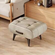 Banquinho Vintage de Couro Sintético Encerado, Banquinho de Couro Artificial Quadrado Pequeno, Couro Sintético Luxuoso e Suave, Design Minimalista Moderno, Adequado para Armazenamento de Sapatos na Entrada da Casa, Assento de Piquenique, Móvel Decorativo de Banquinho para Sala de Estar e Quarto - Multicolorido - Visão 11