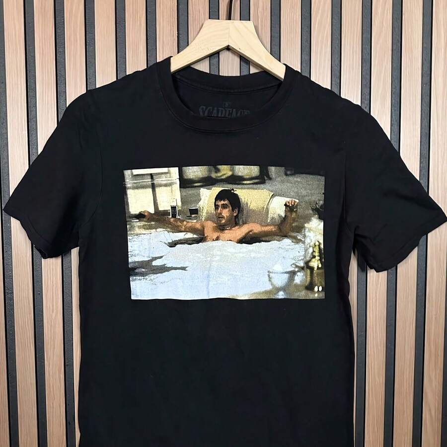 ScarfaceS T Shirt All Adults Black Tony Short Sve Crewneck Hot Tub - 黑色 - 查看 1