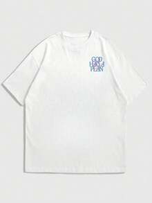 Unisex Summer Layered Print English Slogan Casual Short Sleeve T-Shirt | Loose Healing Top - White - View 6