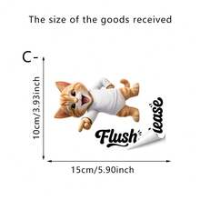 1/6pcs Please Flush Reminder PVC Decals.Donkey Cat Monkey Mouse Pattern Design Practical Daily Home Decor & Small Gift For Restroom Toilet Prompt Use - Multicolor - View 16