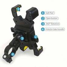360° Rotating Bike Phone Holder, Universal For Motorcycle/Bicycle/Electric Scooter, Handlebar Navigation Mount, Anti-Slip Shock-Absorbing, One-Click Clamping - Multicolor - View 3