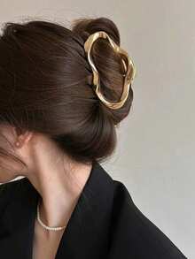 3pcs/1pc Women's Gold Metal Exquisite Straight,Crescent-Shaped,Square Alloy Hair Clips,Suitable For Daily Wear,Outings - Gold - View 13