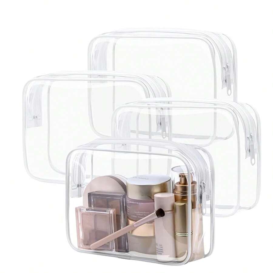 Fashionable Minimalist Unisex Toiletry Bag, Waterproof Transparent Makeup Pouch, Quart Size For Travel, Suitable For Men And Women, Carry-On Friendly
