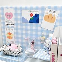 1 Set Pink + Blue Plaid Felt Board, Minimalist Multi-Purpose Felt Memo Board, Photo Wall With Push Pins Included, Back To School - Set - View 8
