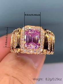 1pc Beautiful Cubic Zirconia Ring For Women, Wedding Engagement Party Jewelry, Valentine's Day Gift - 1# - View 5
