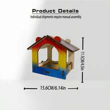 Natural Wood Hanging Bird Feeder For Outdoors, Open House Shape Wild Bird Seed Feeder, Weatherproof Hanging Bird Feeder For Yard Tree Garden Decoration, Attracts Finches Sparrows Wild Birds - A - View 8