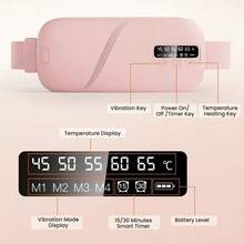 SOKANY Warm Uterus & Waist Heating Pad, 5 Temperature Levels + 4 Vibration Modes, 2-In-1 Heat & Massage, Auto Shut-Off, Type-C Charging (1800mAh Lithium Battery), Suitable For Home/Office/Sleep - Pink - View 11