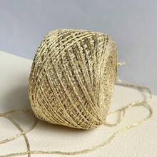 閃亮鏤空紗線 金色與銀色金屬線 鉤針手工 DIY 滾邊與編織用線 適用於包包、娃娃、飾品等 - 50g - 查看 33