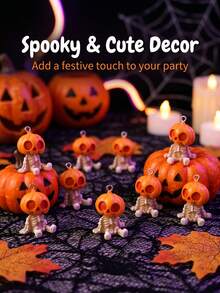 New Halloween Christmas 3D Pumpkin Skeleton Resin Pendant Small Ornament Mini Skeleton DIY Handmade Jewelry Accessory Keychain Pendant Bag Charm Accessory - A - View 1