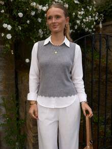 Women's Tank Top Vest, Water Bottle Style, Modal Knit, Winter/Summer Fitted Layering, Basic - Grey - View 8