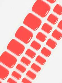 Solid Color Gel Toe Nail Stickers Waterproof European & American Minimalist UV Cured Gel Nail Wraps - Red - View 5