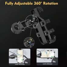 1 Buah Dudukan Ponsel Sepeda, Dudukan Ponsel Motor, Aksesoris Sepeda Motor, Anti Guncangan dan Ramah Kamera, Kompatibel dengan Semua Smartphone 4,7-7,2 Inci - Hitam - View 4