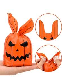 30/1pc Halloween Bunny Ear Gift Bag, Featuring Pumpkin, Ghost, And Bat Designs. Suitable For Halloween, Themed Party Gift Wrapping, Surprise Party Decorations, Holiday Party Favors, Small Item Storage, And Home Decor - One Size Fits All - View 8