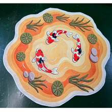1 Peça Tapete Decorativo em Formato de Peixe Koi & Lago de Lótus, Estilo Zen Chinês & Cura da Natureza, Múltiplos Tamanhos Disponíveis, Tapete Decorativo, Decoração de Quarto, Tapete Pequeno, Tapete, Decoração de Casa, Tapete de Sala de Estar, Tapete Pequeno de Sala de Estar, Tapete de Quarto, Decoração de Casa de Sala de Estar, Tapete Externo, Tapete Lavável, Tamanho Assimétrico, Tolerância de Acabamento de 1-5cm - Multicolorido - Visão 5