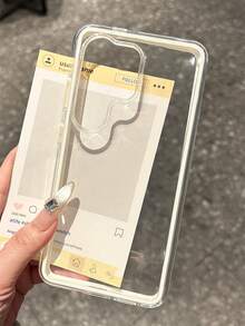 High-Definition Transparent Camera Lens Protection Acrylic Anti-Drop Phone Case Compatible With Samsung S26Ultra Galaxy S26Plus S25Ultra S24Ultra S23Ultra S22Ultra S25 S24 Plus A57 A56 A55 Minimalist Transparent Shockproof Electroplated Button Protection Cushion Case - White - View 5