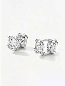 1 par de pendientes de botón redondos de circonita elegantes y de lujo, pendientes minimalistas exquisitos y únicos de nicho, pendientes versátiles para el día a día, pendientes esenciales de alta calidad para mujeres, adecuados para uso diario o fiestas, accesorios de joyería, vacaciones de verano en la playa, viajes, decoración diaria de mujeres, combinación de atuendos, citas, fiestas y otras ocasiones, aniversario, regalos de vacaciones para amigas - Multicolor - Ver 4