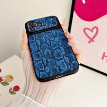 1pc Leopard Print Gold Element PU Leather Pattern Classic Anti-Drop Soft Phone Case Compatible With Apple 17Pro/17/Air/17Promax/11/12/13/14/12 Pro Max/16 Pro/15 Series Lens Protection, Holiday Gift - Black - View 4