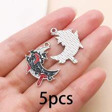 5/12pcs Vintage Gothic Dark Alloy Enamel Charms, Dragon Raven Bat Occult Floral Sword Pendants For Jewelry Keychain Bag Ornament DIY Craft Accessories - Multicolor - View 14