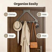 1pc Thickened ABS Door Back Hook Rack, Triangular Structure Stable And Durable, Hang Clothes Bags Keys Hats, Suitable For Small Space Storage, Solve Space Shortage, Door Back Storage Rack - Multicolor - View 5